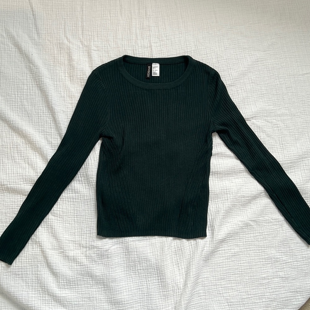 Divided-Emerald Green Ribbed Top
